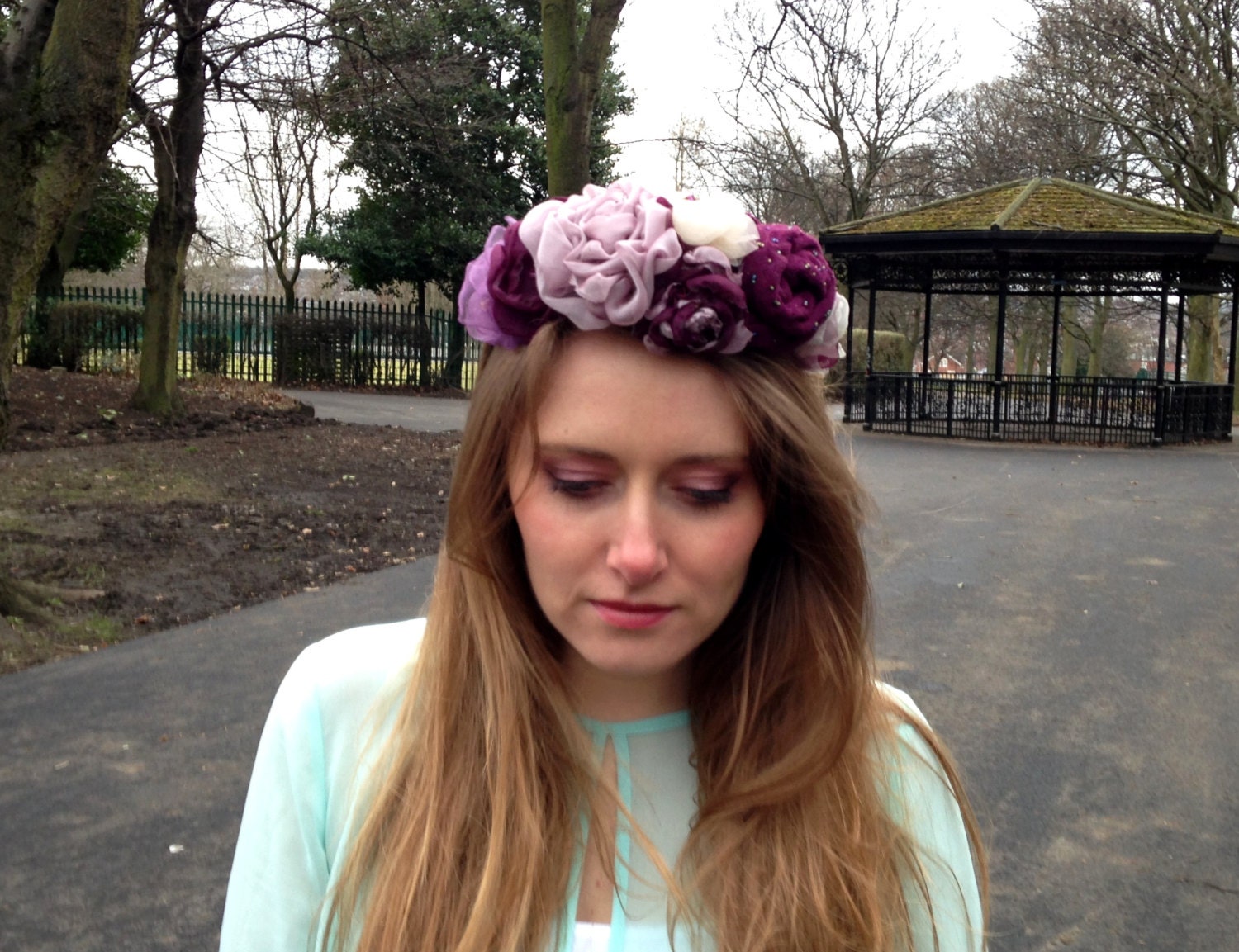 Floral flower crown / headband / headpiece , Festival, Bridal, wedding - 'Purple Reign'