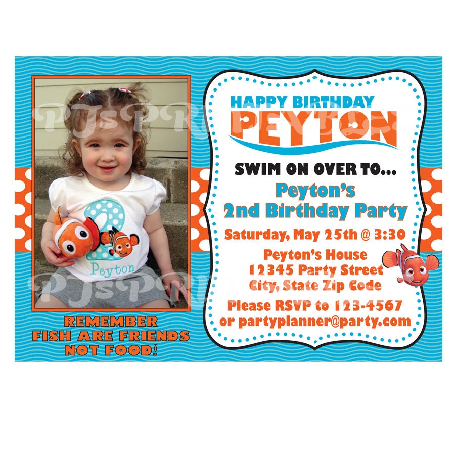 Finding Nemo Birthday Invitation - Custom Digital File