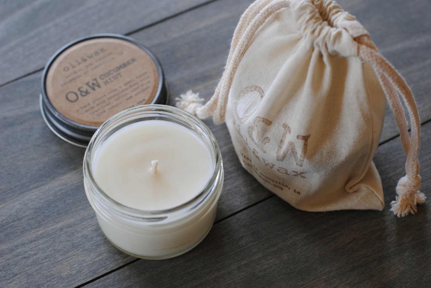 Handmade scented soy candle - natural, simple housewarming gift or party favor