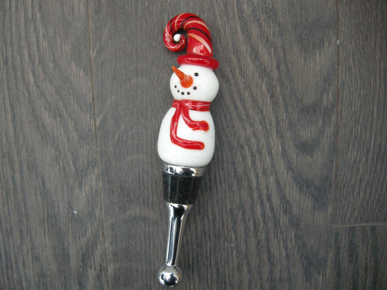 Unique Gift- Handmade Long nosed snowman wine stopper,Glasss christmas snowman wine bottle stopper