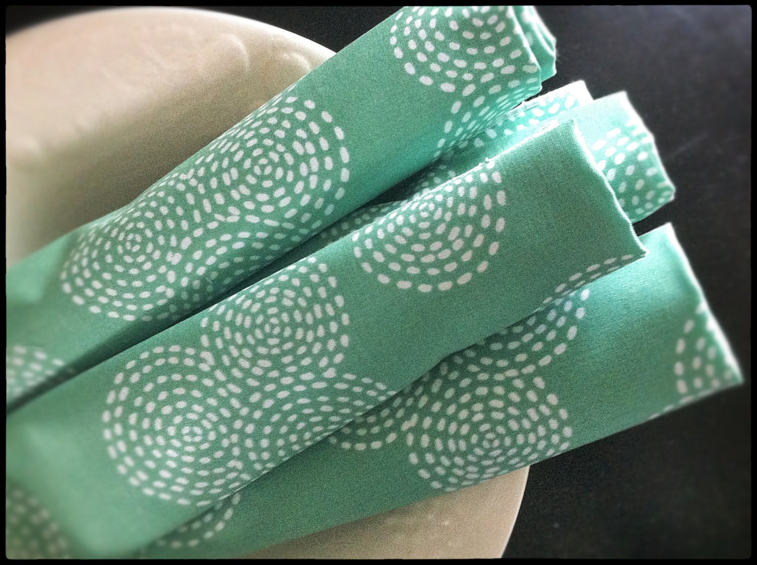 Michael Miller Stitch Floral Mint Cloth Napkin Set of 4