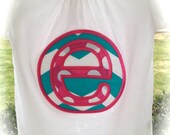 Big Initial appliqueTshirt Chevron and polka dots