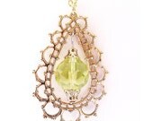 Green Crystal Bead Necklace - Upcycle Jewellery