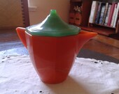 Akro Agate child's tea pot with lid octagon art deco:  vintage 40s -50s children's tea pot octagonal tea set Spring  Mothers day tea party