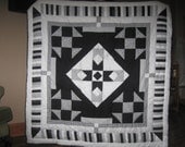 One-off Black and White Geometric Lap Quilt