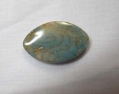 Large Oval Teal and Gold Polymer Clay Loose Bead
