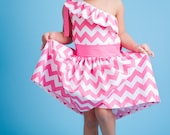 Chevron One-Shoulder Dress Toddler 2T 3T 4T - AvasClosetKodiak
