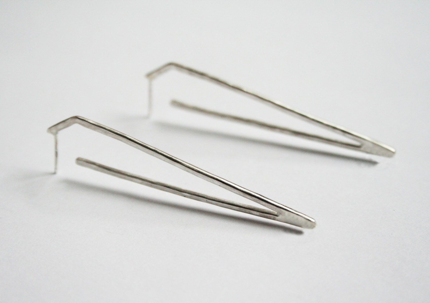 Silver Sharp Side Earrings, Silver Spike Earrings, Silver Dangle Earrings, Statement Earrings