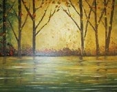 Golden Woods Original Oil Painting Made With Palette Knife On 16 x 20 stretched Canvas