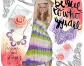 Tie Dye Dress Strapless with Ruffle in English Garden NEW