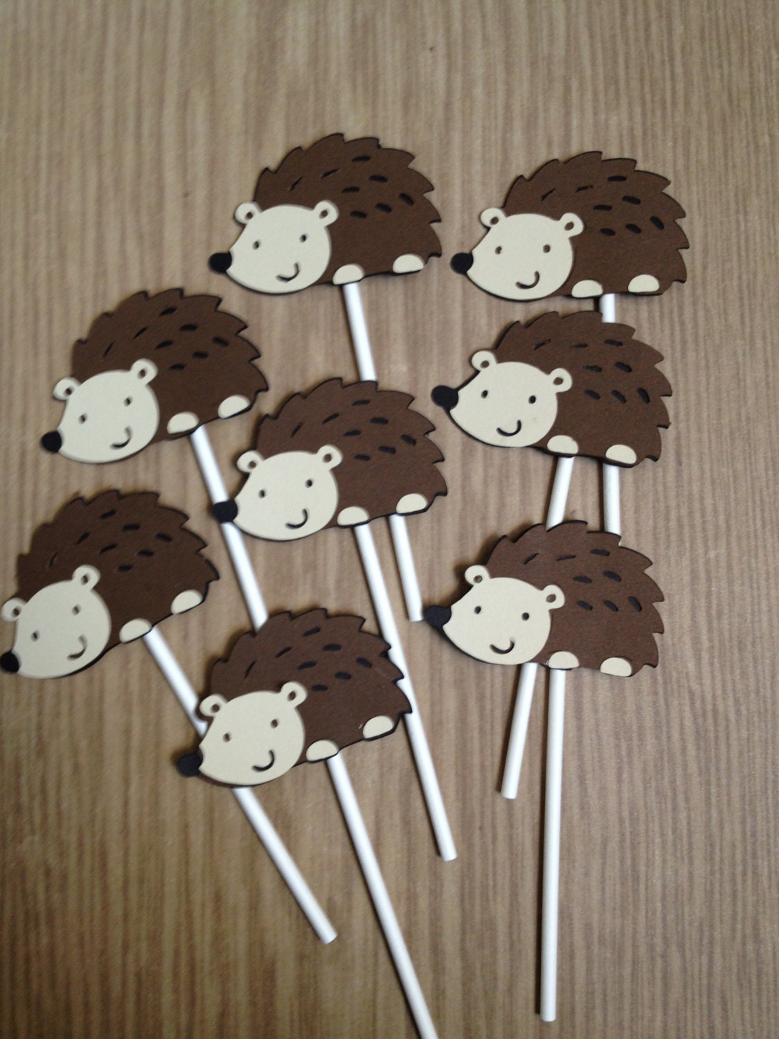 Set Of 12 Hedgehog Cupcake Toppers,Birthday,Baby Shower,Forest Friends,Fox,Fawn, Owl,Squirrel,Raccoon,Skunk,Hedgehog,Beaver