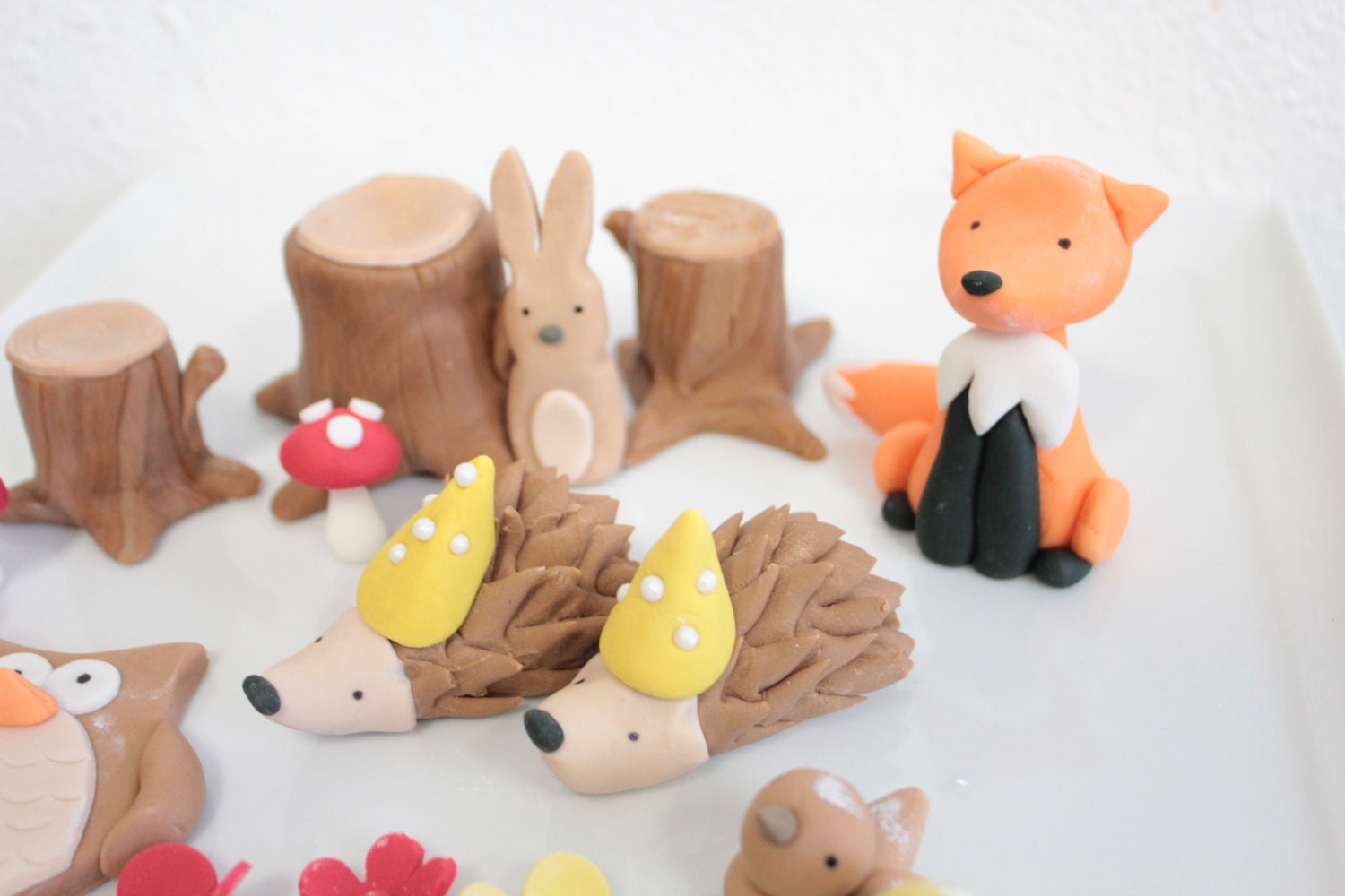 Woodland Porcupine with Party Hat fondant cake topper Hedgehog - 1 qty Edible 2.5 inch for a woodland party, camping party, birthday
