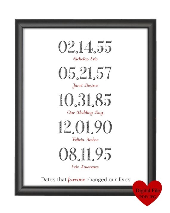 Printable (PDF) Modern Special Dates Print. Can do any colors. No. 147 Il_570xn