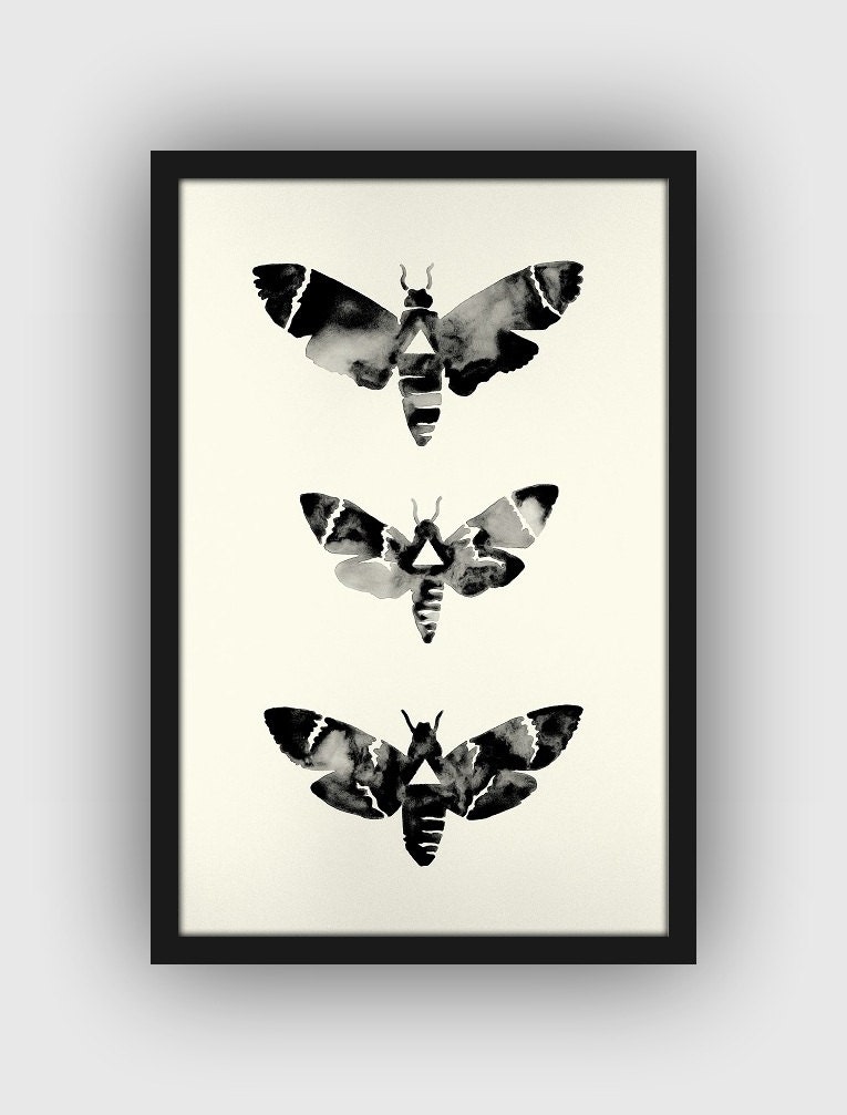 Print - Geometric Deaths Head - Print from an Original Watercolor