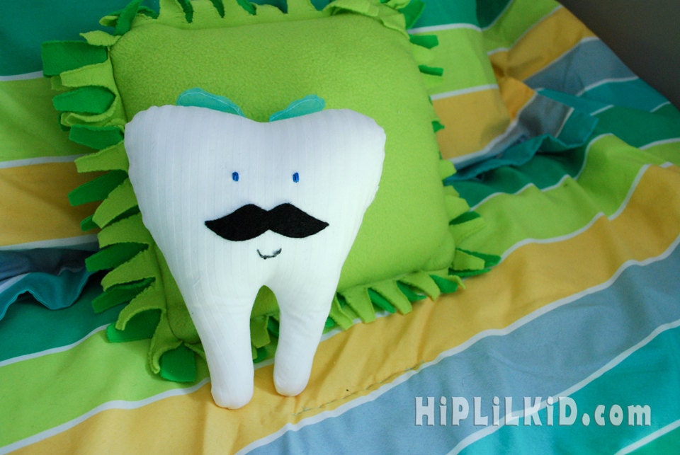 Tooth Fairy Pillow With Black Moustache