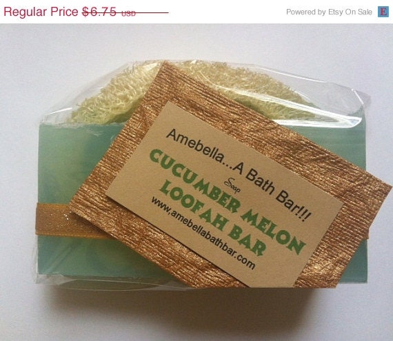 Memorial Day sale Cucumber melon loofah soap -Natural Soap, Homemade soap, Glycerin soap,  scented soap