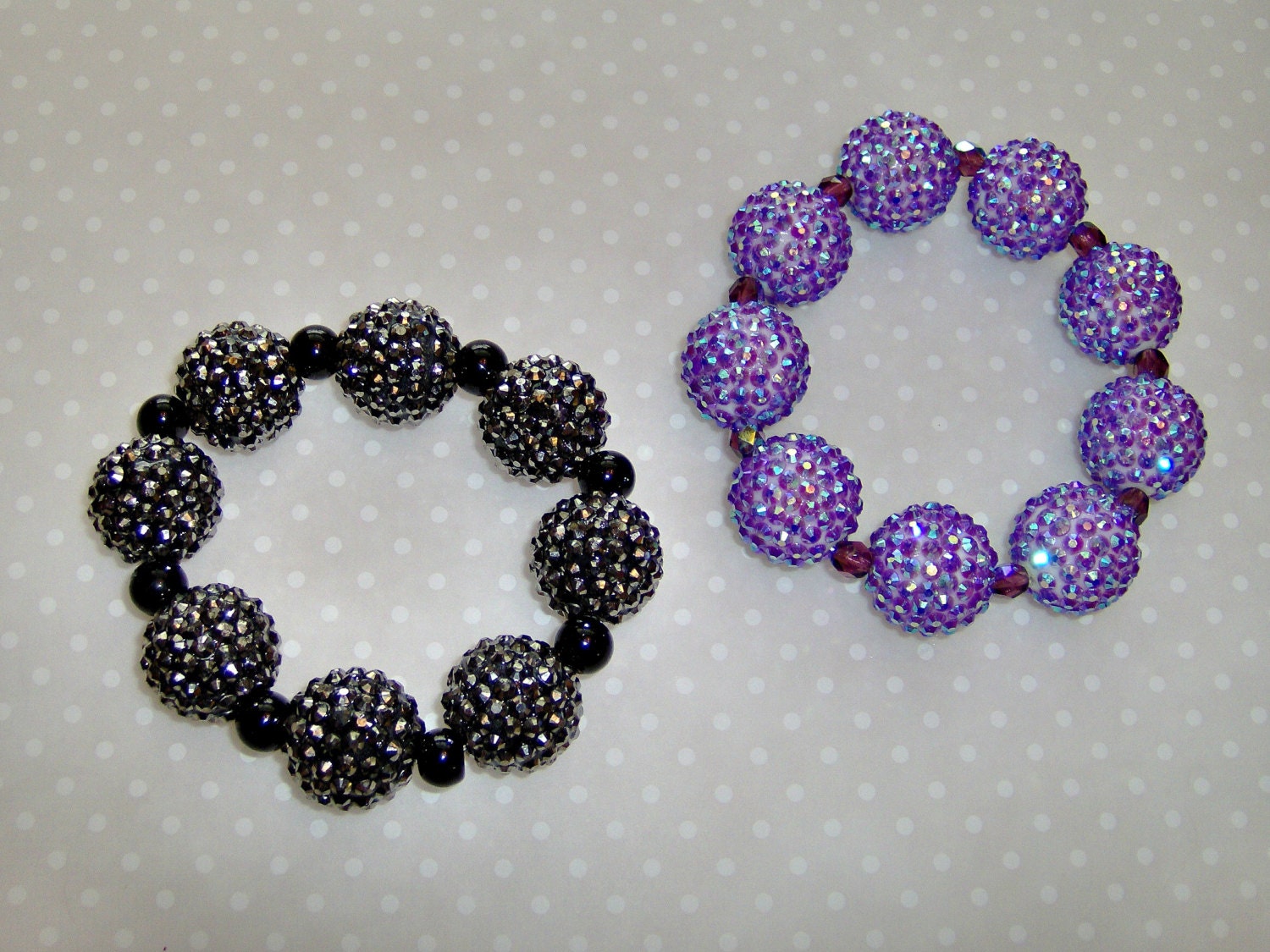 Disco Ball Bracelet Disco Ball Jewelry Basketball Wives Black Rhinestone Purple Rhinestone Stretch Bracelet Shamballa Bracelet You Pick One