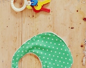 Baby bib - green stars print with towelling backing