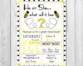 He or She What Will it Bee Baby Shower Invitation - Gender Reveal- DIY - Printable Il_170x135