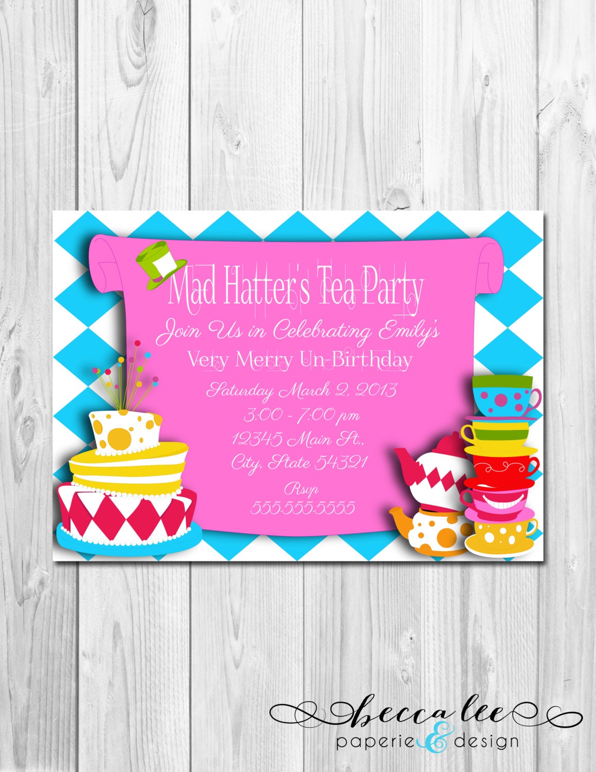 Alice in Wonderland Mad Hatter Tea Party Theme Party Invitation - DIY - Printable Il_170x135