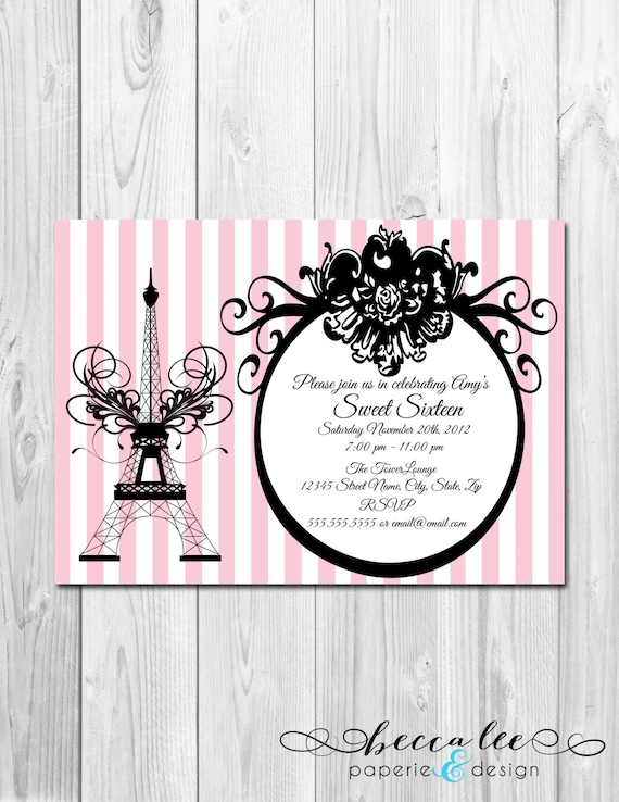 Parisian Theme Party Invitation - DIY - Printable Il_570xn
