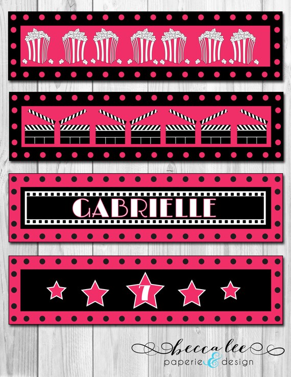 Movie Theme Water Bottle Labels - DIY - Printable Il_570xn