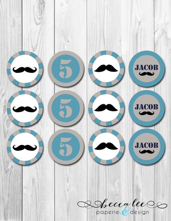 Mustache Bash Cupcake Topper - DIY - Printable Il_570xn