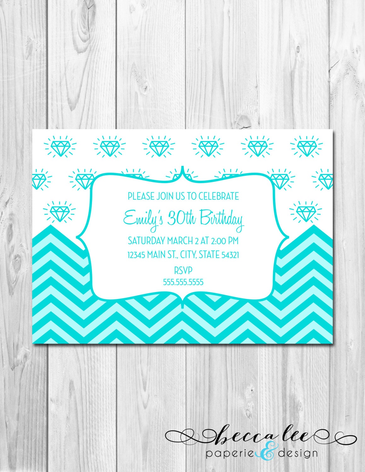 Bridal Shower, Birthday Party, Bachelorette Party, Engagement Party Invitation - Tiffany Blue Bling - DIY - Printable Il_570xn