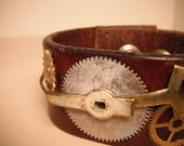 Gold Colored Clock Hand Steampunk Bracelet