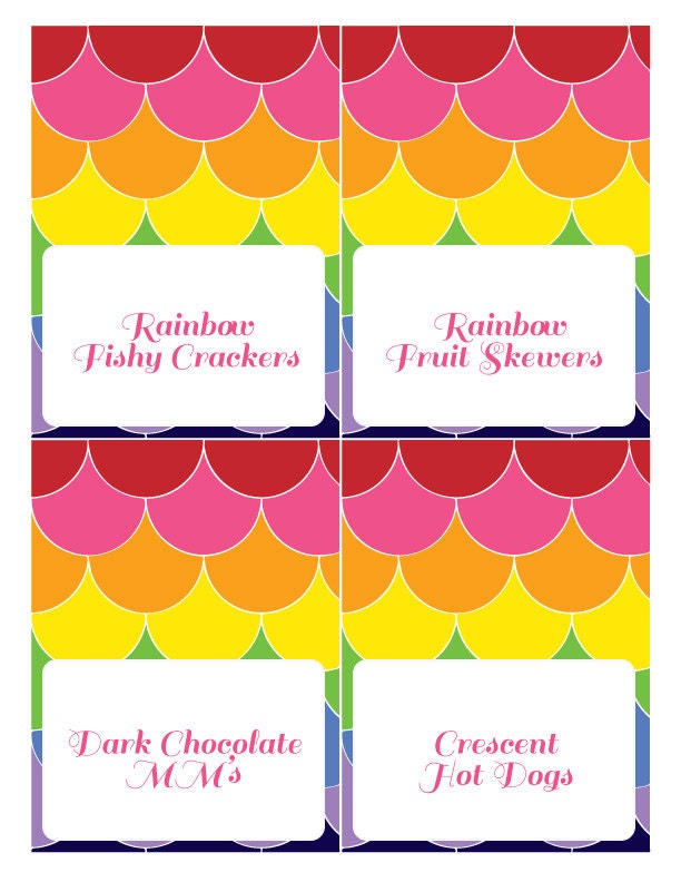 Rainbow Printable Food Tent Cards