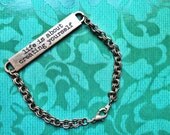 Inspirational Metal Stamped Bracelet on Metal Chain