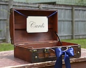 Small Rustic Navy Wedding, Nautical Shabby Chic Trunk, Wooden Card Box