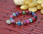 Harmony and Protection  Brown Large Agate beads, OM Charm , Beaded Bracelet , Yoga Bracelet, Healing Gemstone, Reiki