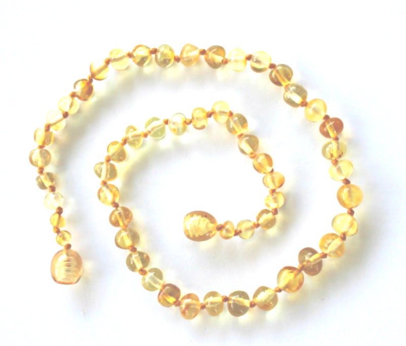 Baltic Amber Teething Necklace Baroque LEMON