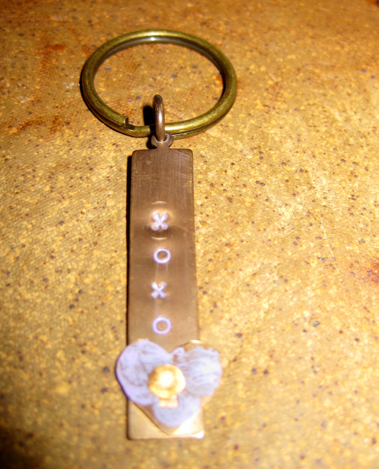 handstamped keychain, Metal Keychain,  Small Keychain, heart keychain, tag keychain, love keychain, xoxo