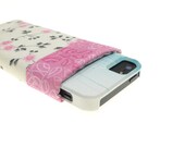 fabric iPhone 5 sleeve, i Phone 4, 4s, padded pouch, cell phone case, handmade, cellphone cozy, feminine, girly, pink, grey gray