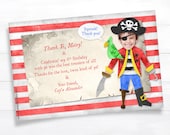 Boy Pirate THANK YOU Card Note Kid Birthday Printable Photo Picture Personalized Party Children DIY Print Digital File Funny Cool Cute