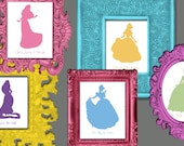 Disney Princess Silhouette Wall Art DIGITAL Print File 10 Princesses with Song Titles INSTANT DOWNLOAD