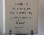 Whatever else is unsure in this world, A Mother's Love is not Wood Plaque Picture Home Decor