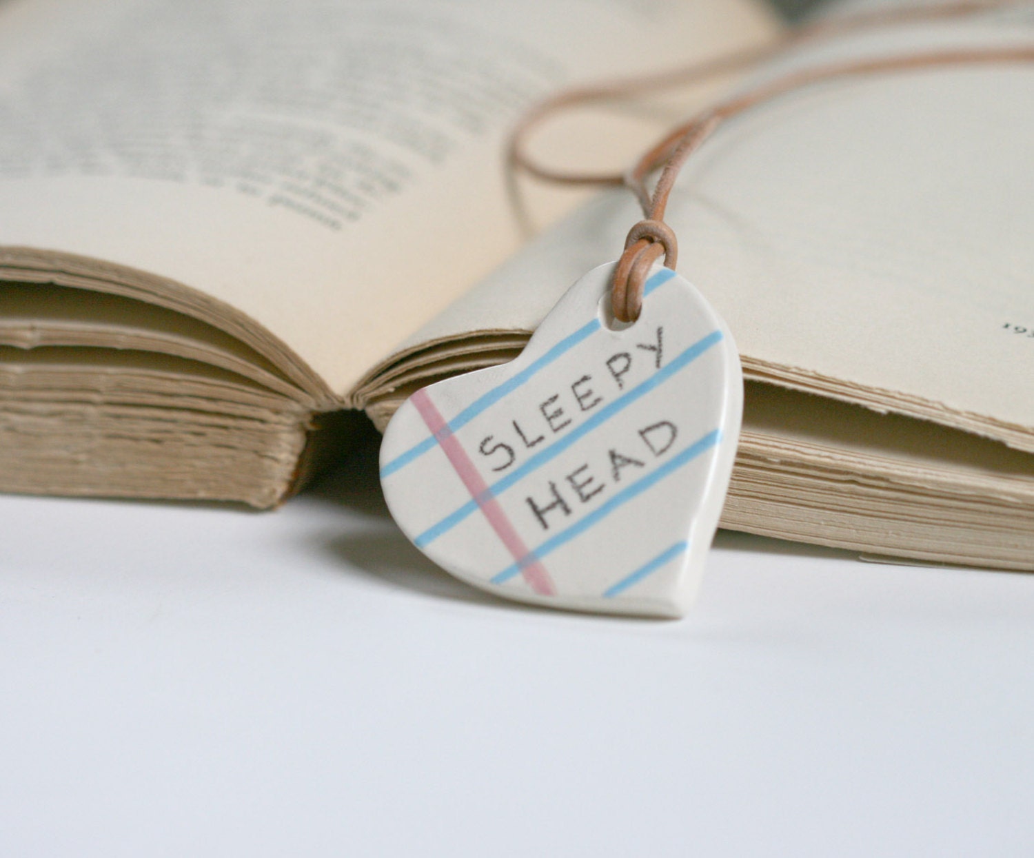 Sleepy Head Heart Shape Notebook necklace