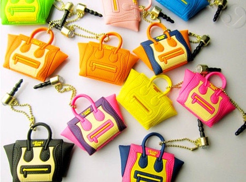 Celine Bag Mini Purse Pendant Cell Phone Chain Mobile phone Accessories Smile Face with dust plug