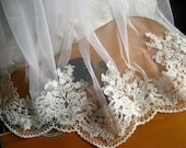 Alencon Lace Trim, Bridal Veil Lace Trim, Wedding Dress Lace, Embroidered Lace