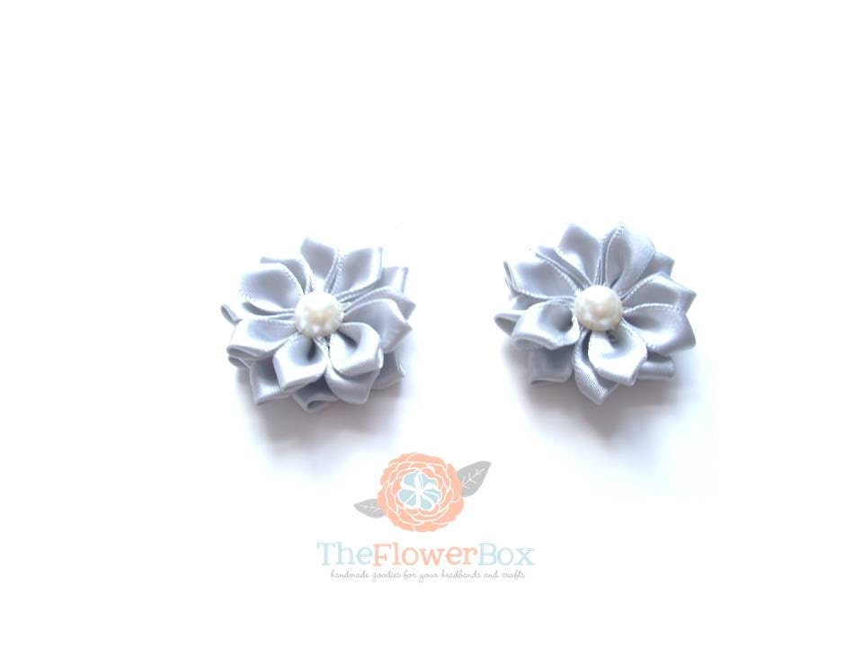 Gray Satin Flowers for crafts, hair accessories - Supplies UK SELLER