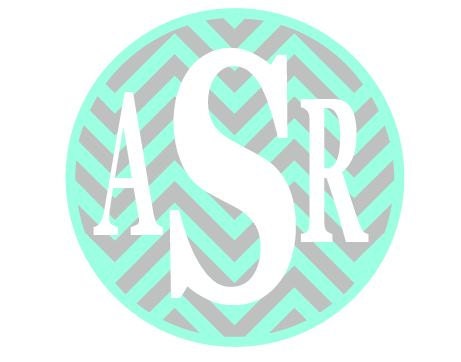 Chevron Stripe Monogram Decal 3 inch Sticker