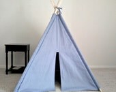 Periwinkle Blue Canvas Teepee Tent Many Colors Made to Order