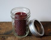 Cranberry Beeswax Candle in Quilted Mason Jar