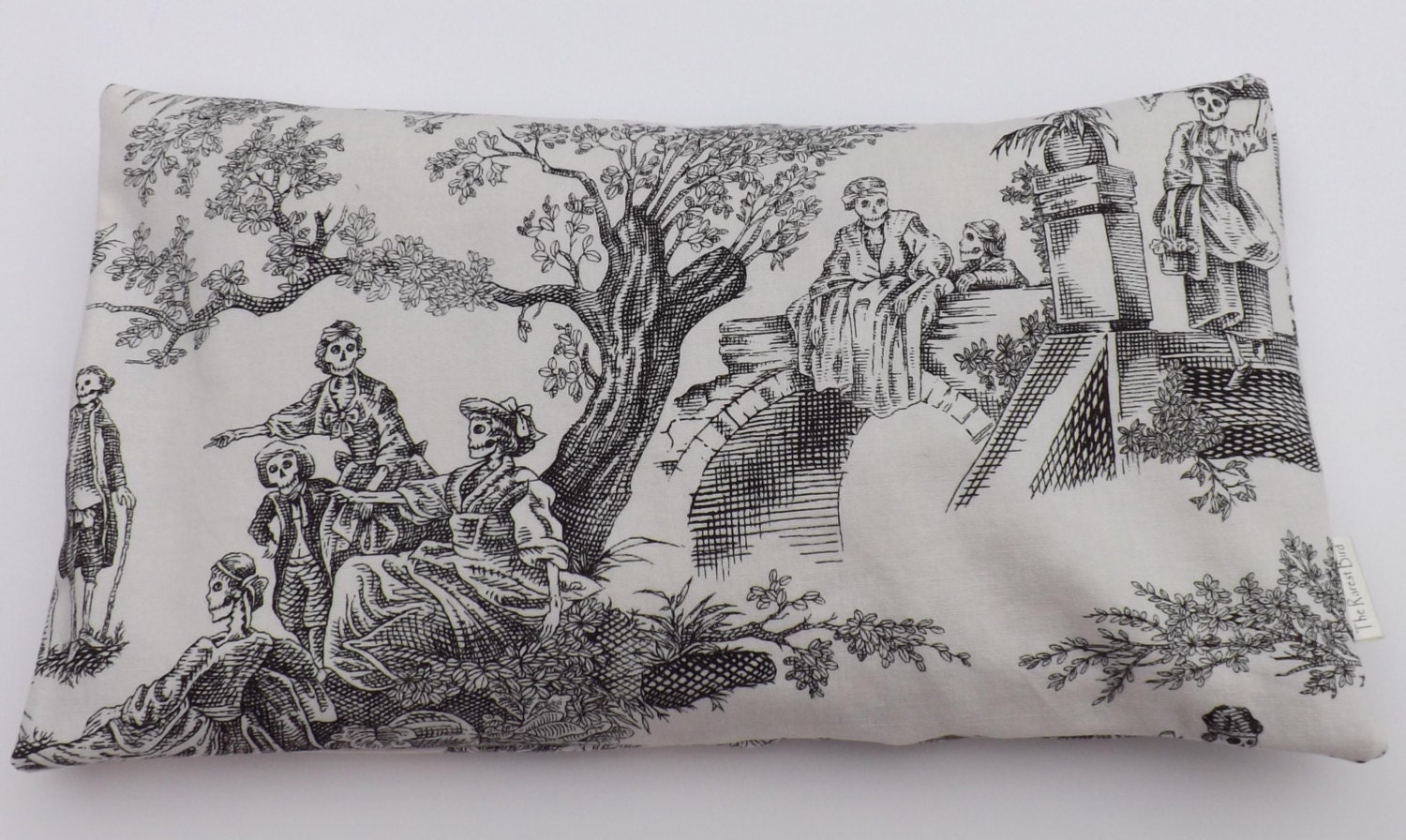Black & White Skeleton Toile Relaxing Flax Seed Pillow