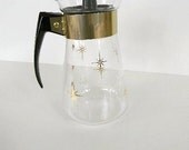 mid century modern glass carafe with gold