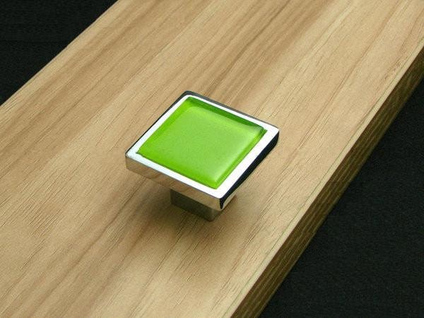 Lime Green Glass Knobs Square / Dresser Drawer Knobs Pulls Handles / Modern Cabinet Knobs Pull Handle Furniture Cupboard Knob Hardware