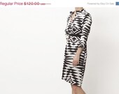 SPECIAL SALE COCKTAIL Silk Dress. Black and White Dress. Straight Cut Design. Knee Length Dress.